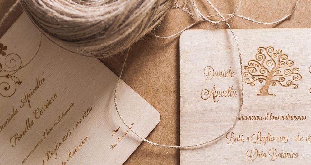 Invito di nozze in legno partecipazioni in legno personalizzati